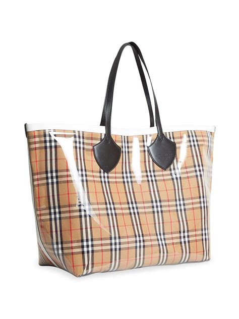 burberry tote plastic|burberry check and leather tote.